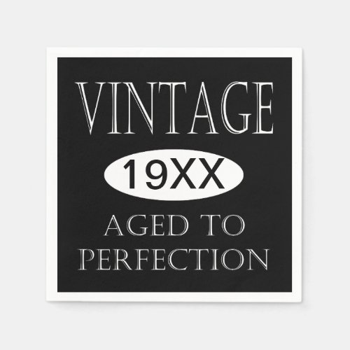 Vintage Aged To Perfection Personalized Birthday Napkins