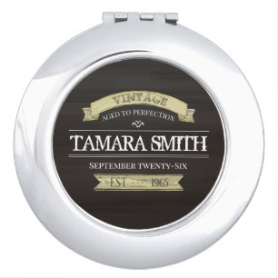 Vintage Aged to Perfection Silver Compact Mirror