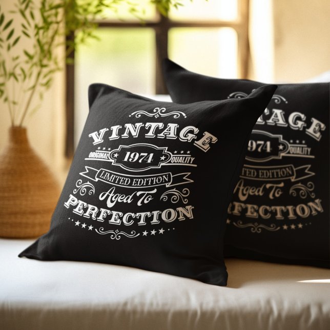 Vintage Aged to Perfection Throw Pillow (Creator Uploaded)