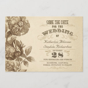vintage aged typographic save the date