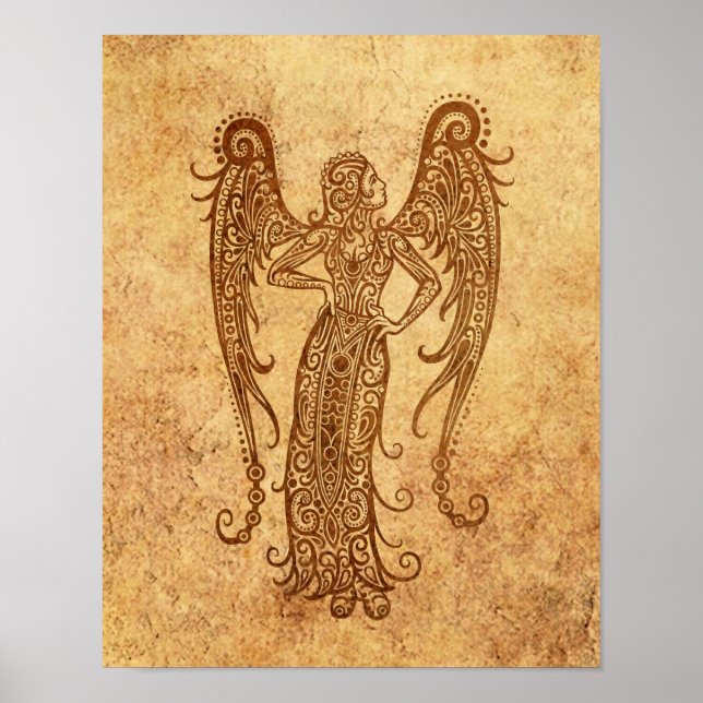 Vintage Aged Virgo Zodiac Poster (Front)
