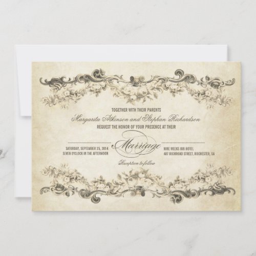 vintage aged wedding invitations