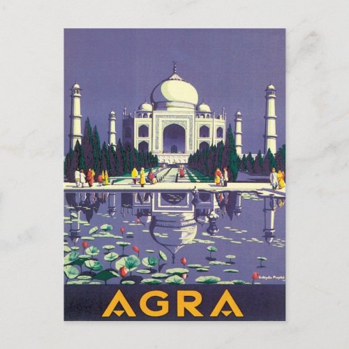Vintage Agra Taj Mahal India Postcard