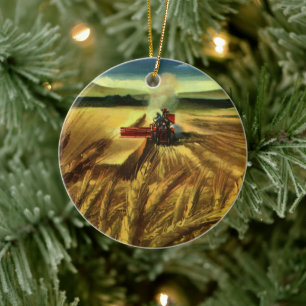 Vintage Agricultural Farm Business, Wheat Farming Ceramic Ornament