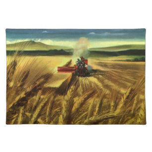 Vintage Agricultural Farm Business, Wheat Farming Cloth Placemat