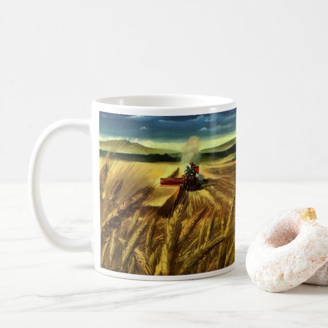 Vintage Agricultural Farm Business, Wheat Farming Coffee Mug (With Donut)