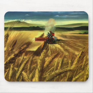 Vintage Agricultural Farm Business, Wheat Farming Mouse Pad