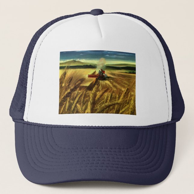 Vintage Agricultural Farm Business, Wheat Farming Trucker Hat (Front)