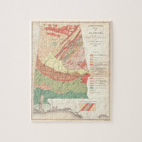 Vintage Agricultural Map of Alabama 1882 Jigsaw Puzzle