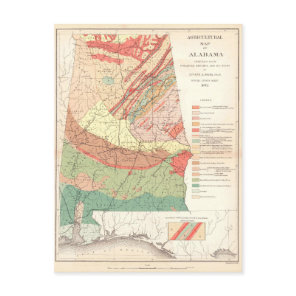 Vintage Agricultural Map of Alabama (1882) Postcard