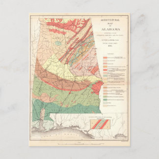 Vintage Agricultural Map of Alabama (1882) Postcard