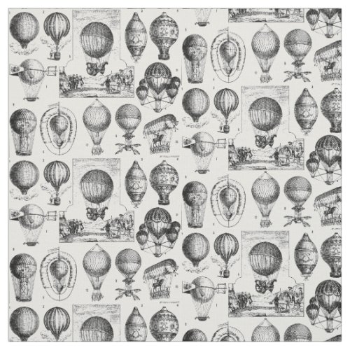 Vintage Air Balloons Aircraft Steampunk Pattern Fabric