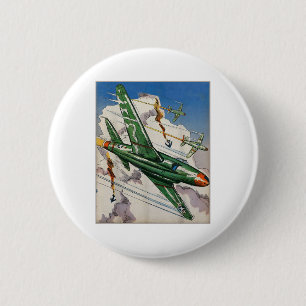 Vintage Air Force Us Jet Fighter Usa War Aviation Button