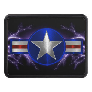 Vintage Air Force Veteran & Black Sky Lightning Hitch Cover