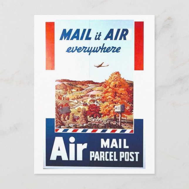 Vintage Air Mail Post Office Advertisement Postcard (Front)