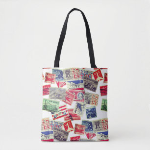 Vintage Air Mail Postage Stamps Tote