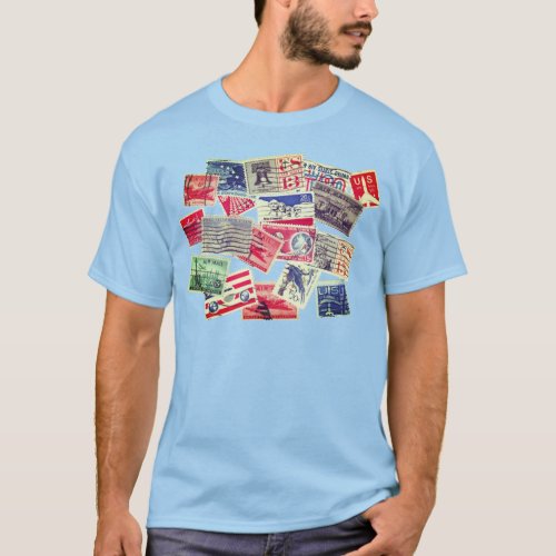 Vintage Air Mail Postage Stamps Unisex T_Shirt