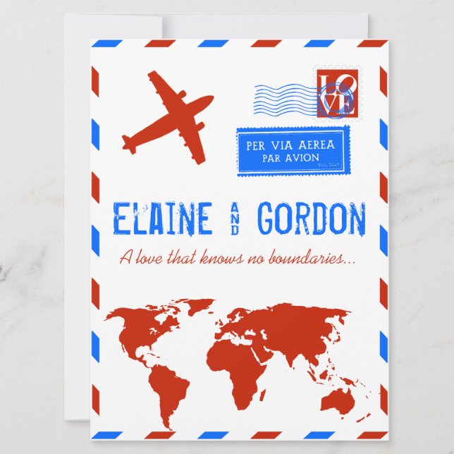 Vintage Air Mail Wedding Invitation (Front)