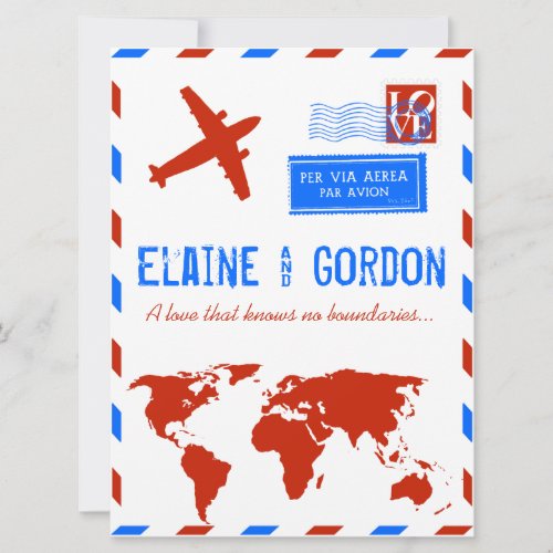 Vintage Air Mail Wedding Invitation
