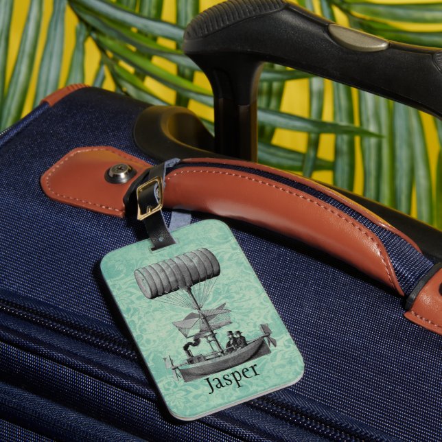 Vintage Airboat Personalized Luggage Tag (Front Insitu 1)
