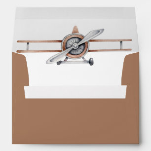 Vintage Aircraft Biplane Boy's Birthday Envelope