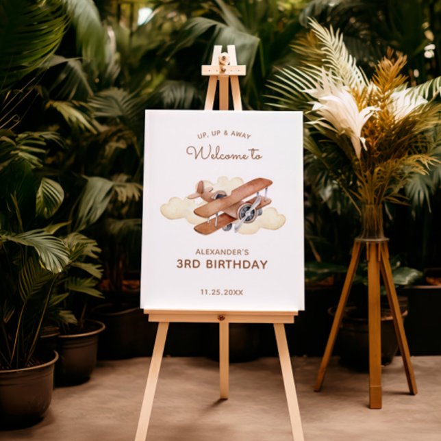 Vintage Aircraft Biplane Boy's Birthday Welcome Foam Board (Creator Uploaded)