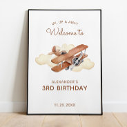 Vintage Aircraft Biplane Boy's Birthday Welcome Poster at Zazzle