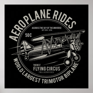 Vintage Aircraft Biplane Logo Poster