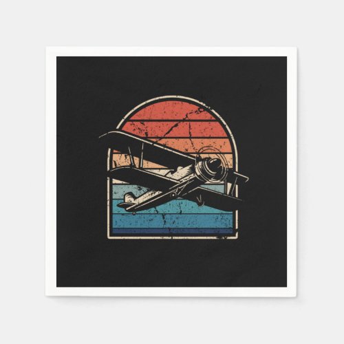 Vintage Aircraft Biplane Plane Pilot Airplane Napkins