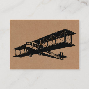 Vintage Aircraft - Black on Cardboard Tex Business Card