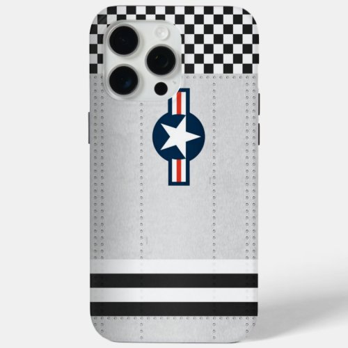 Vintage Aircraft Fuselage Rivet Metal Checkered iPhone 15 Pro Max Case