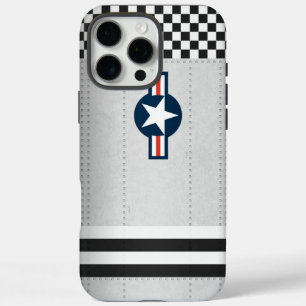 Vintage Aircraft Fuselage Rivet Metal Checkered iPhone 16 Pro Max Case