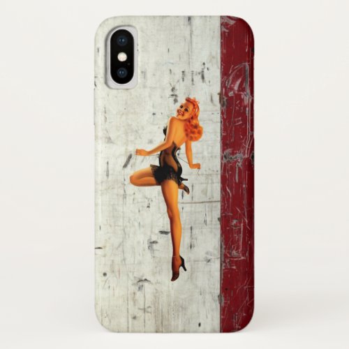 Vintage aircraft fuselage With a pin up iPhone X Case