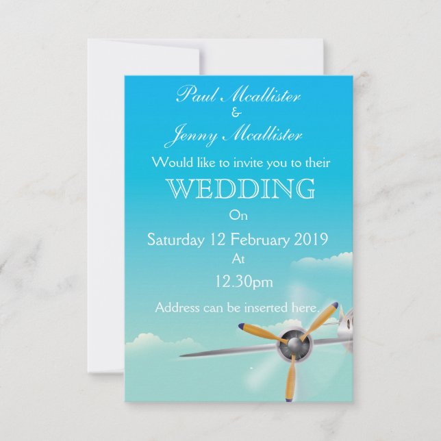 Vintage Aircraft Wedding invite (Front)