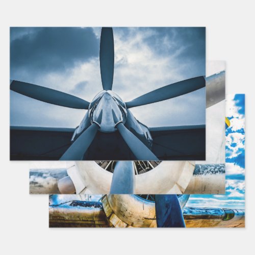 Vintage Aircrafts Propellers Wrapping Paper Sheets