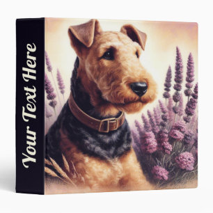 Vintage Airedale Terrier Painting 3 Ring Binder