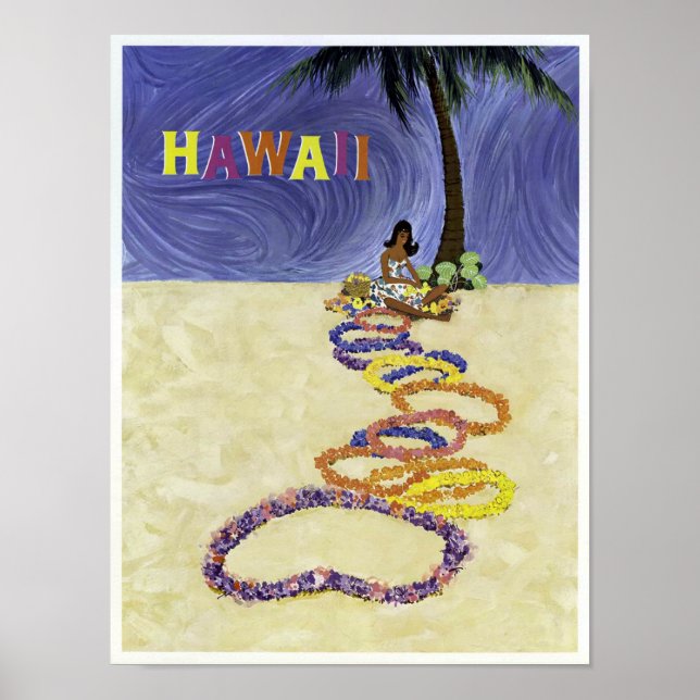 Vintage Airline Hawaii Travel Poster (Front)