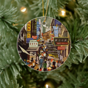 Vintage Airline Hong Kong China Travel Ceramic Ornament