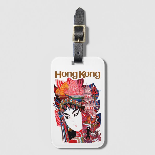 Vintage Airline Hong Kong China Travel Luggage Tag (Front Vertical)