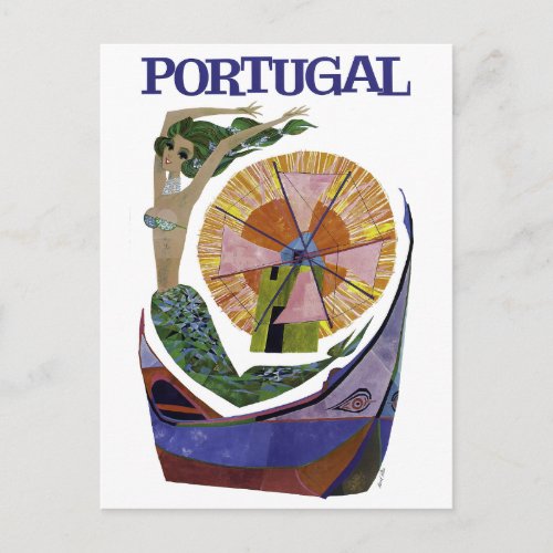 Vintage Airline Portugal Travel Postcard