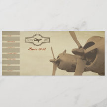 Vintage Airline Ticket Wedding Invitation Card