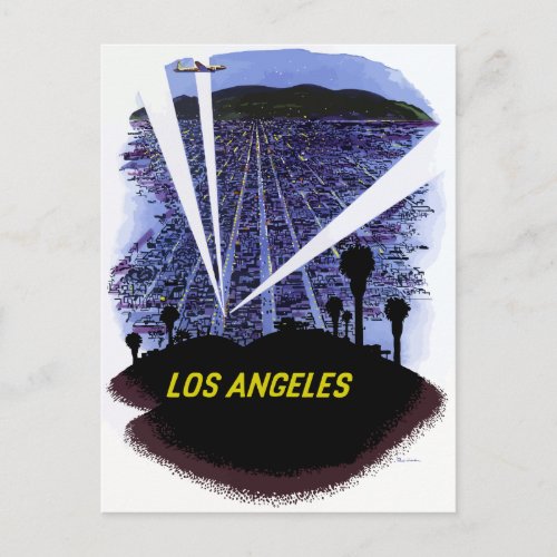 Vintage Airline Travel Los Angeles Postcard