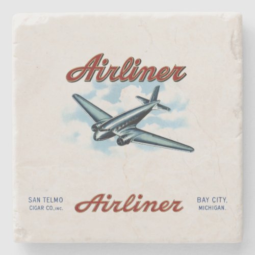 Vintage Airliner Cigar Box Label Retro Stone Coaster