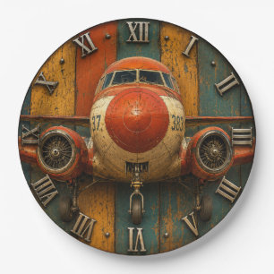 Vintage Airliner Nose Aircraft Aviation Hangar Paper Plates