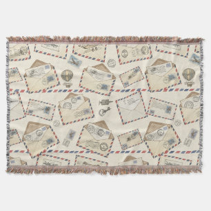 Vintage Airmail Adventure (3) Throw Blanket