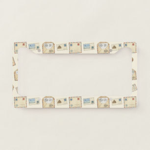 Vintage Airmail Adventure (4) License Plate Frame
