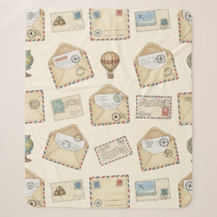 Vintage Airmail Adventure (4) Sherpa Blanket