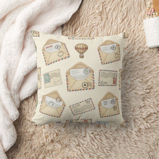 Vintage Airmail Adventure (4) Throw Pillow (Blanket)