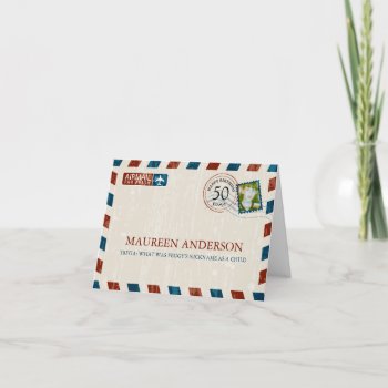Vintage Airmail Birthday Place Card by labellarue at Zazzle