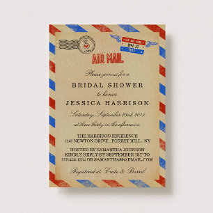 Vintage Airmail Bridal Shower Invitations